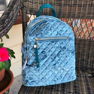 Urban Expressions Teal Velvet Quilted Backpack